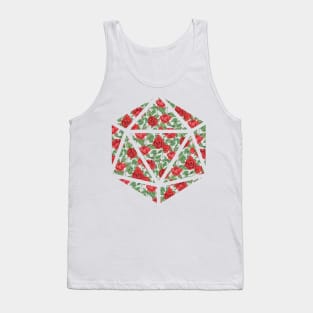 Red Rose Vintage Pattern Silhouette D20 - Subtle Dungeons and Dragons Design Tank Top